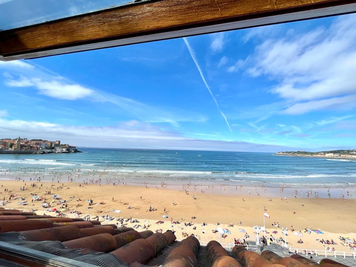 Ático primera línea Playa de San Lorenzo Gijón Exterior foto